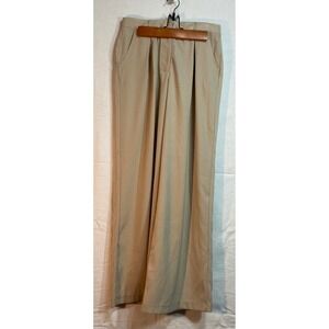 MAX STUDIO Latte Wide Leg Pleated Pants Women's Size L‎ Beige Polyester Spandex